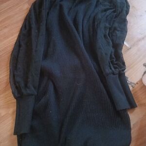 Black Ribbed Long Sleeve Sweater Dress